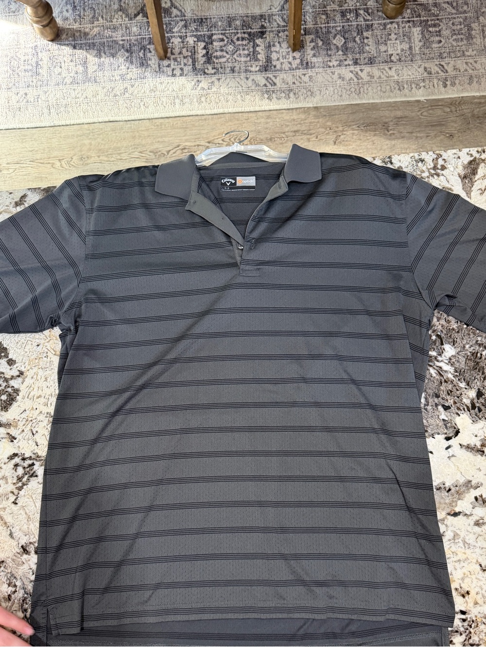 Callaway Black and Gray Striped Polo